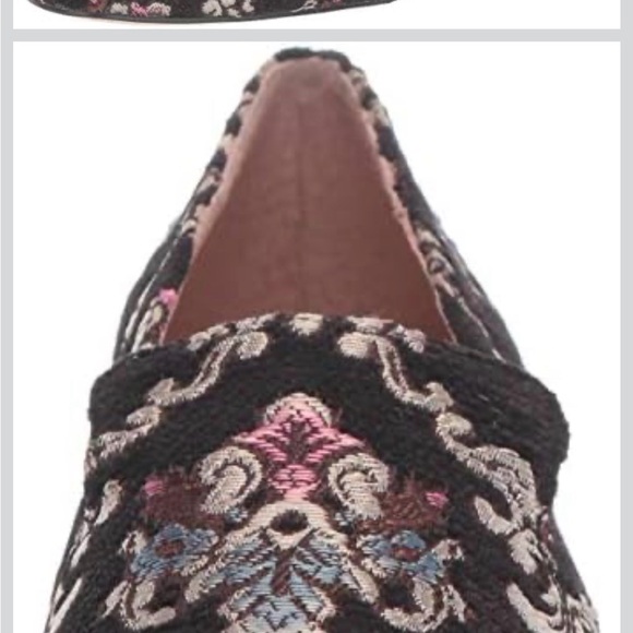 Embroidered Black Floral Loafers - Women's Slip-On Flats - Picture 5 of 10